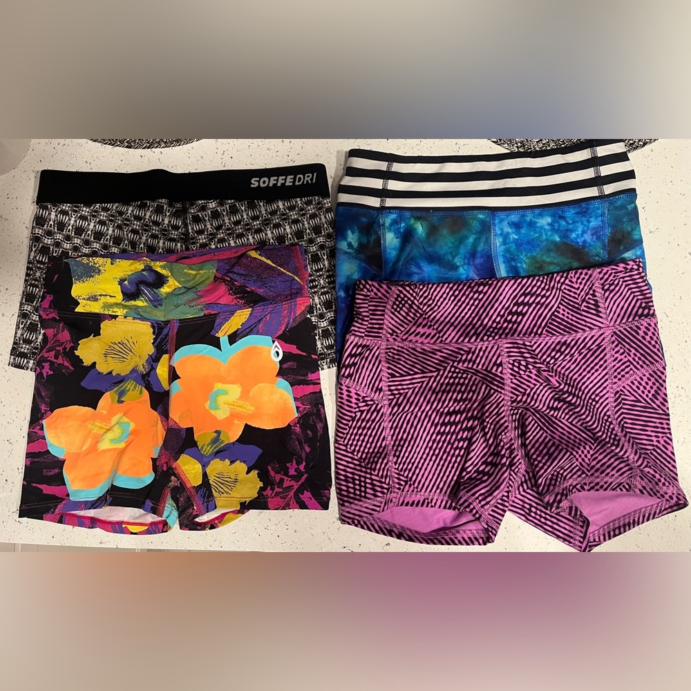 Assorted Women's Athletic Shorts - Floral, Blue, and Pink